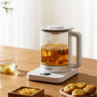 Bouilloire électrique en verre borosilicate de 1500 ml avec vapeur intégrée pour eau chaude domestique