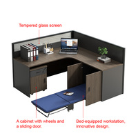 Meubles de bureau modulaires ODM, poste de travail moderne à 6/8 postes, bureau en bois, cloison de bureau avec lit pliant