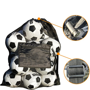 Customized Size Heavy Duty Drawstring Basketball Soccer Football Sports Equipment Mesh Reusable Bags