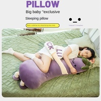 Coussin corporel long en peluche style dessin animé pour dormeurs latéraux - 51 pouces, doux, en forme de mangue et d'aubergine, pour prévenir la compression des jambes au lit