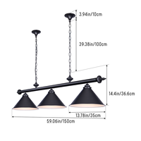 Nouvelle arrivée, lampes de billard de qualité supérieure noires à 3 têtes pour table de billard, snooker, pour les jeux en famille ou en club