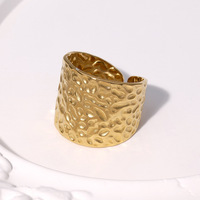 FANKE Beliebter Edelstahl Offener Ring Cooler Minimalistischer 18K Vergoldeter Wasserfester Breiter Verstellbarer Modeschmuck für Damen