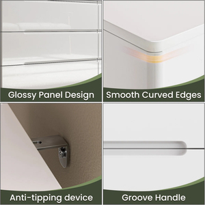 Cómoda Moderna de Lujo con 10 Cajones en Blanco Brillante para Dormitorio - Product Image 5