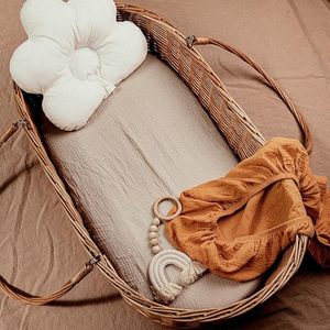 100% di cotone mussola Baby culla 2 pezzi Set morbido traspirante e resistente arancione e Beige copri materasso culla - Product Image 5