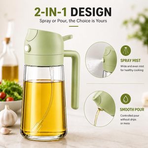 Nouveaux outils, flacon pulvérisateur d'huile d'olive 2 en 1 de 470 ml, flacon pulvérisateur d'huile en verre de qualité supérieure, pulvérisateur d'huile pour la cuisine - Product Image 2