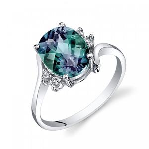 เครื่องประดับเงินแท้ 925 ประดับด้วยพลอยอเล็กซานไดรต์สังเคราะห์ แหวนอเล็กซานไดรต์ที่สร้างขึ้นในห้องปฏิบัติการ - Product Image 1
