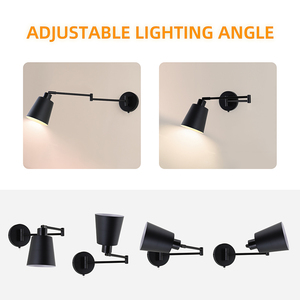 Nouvelle lampe murale LED nordique minimaliste en fer, rotative à 360 degrés et à intensité variable, pour chambre à coucher, style célébrité internet - Product Image 2