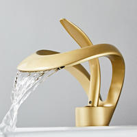 Robinet de lavabo en laiton gris brossé à levier unique, design nordique élégant et créatif, à montage sur plan, pour salle de bain