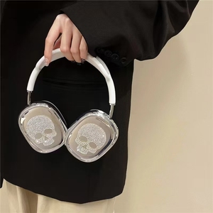סיטונאי חדש עבור airpods מקסימום כיסוי דפוס גולגולת יהלום חצוורת מכסף סיליקון יוקרתי - Product Image 2