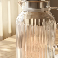Carafe en verre borosilicate faite à la main avec couvercle, résistante à la chaleur, moderne et transparente, pour boissons chaudes et froides