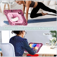 Casing OEM untuk iPad A16, Casing 11 Inch untuk iPad Generasi ke-11, Penutup Tablet Anti Benturan dengan Penyangga Terintegrasi dan Tali Pegangan