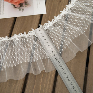 Pizzo di tulle a rete <span class=keywords><strong>con</strong></span> ricamo sottile bianco, pizzo a rete francese - Product Image 2