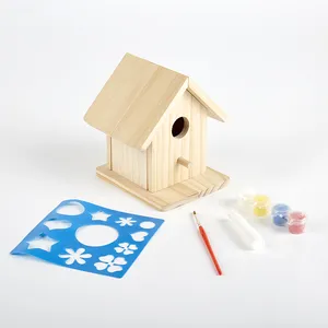 DIY özel doğal ahşap kuşlar bahçe besleyici kafes ahşap kuş yuva dekoratif el sanatları yazlık el sanatları hummingbird ahşap Birdhouse