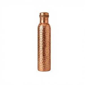 Bouteille d'eau en cuivre artisanale, finition martelée, gourde de voyage portable, design vintage - Product Image 1