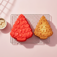 Moule en silicone écologique au design élégant de sapin de Noël pour la cuisson de grands gâteaux, compatible micro-ondes, outils de pâtisserie couleur personnalisée