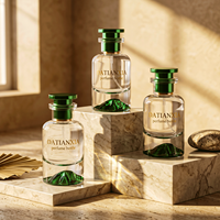 Nouveau flacon de parfum en verre cristal à fond volcanique vert, 30ml 50ml 100ml, avec pulvérisateur à pompe et brume fine, et couvercle vert