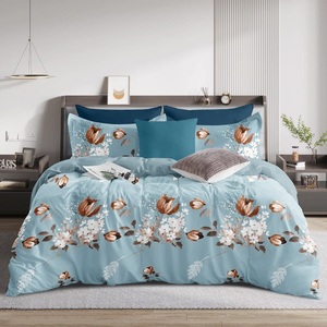 Ensemble de couette en microfibre respirante 400TC, velours luxueux, moelleux, uni, broderie, chaud pour l'hiver, taille King & Queen - Product Image 1