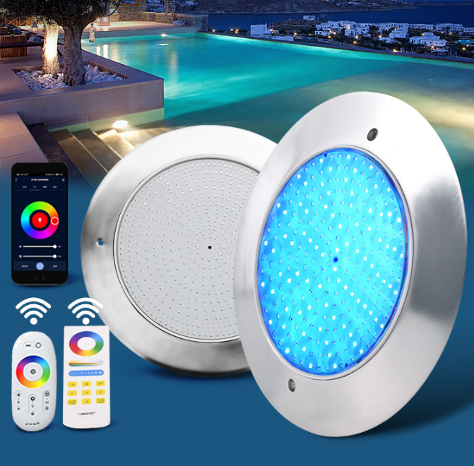 Led Swimming Pool Lights Ultra-thin Stainless Steel Underwater Decorative Light with Controlled Remotely Swimming Pool Lighting