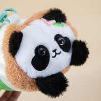 Sac à main en peluche animaux de dessin animé en forme de cylindre, vente en gros, Panda, Panda roux, Singe, avec fermeture éclair, pour le transport quotidien