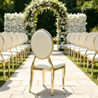 Chaises d'hôtel en gros, chaises empilables en métal dorées pour événements et mariages