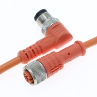 Connecteur circulaire M12 personnalisé, 12 broches, orange, câble surmoulé, blindé, longueur personnalisée, câblage circulaire codé A