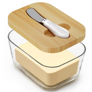Ensemble de conservation des aliments en verre avec couvercle en bambou, boîte à lunch, bol de conservation spécial micro-ondes, boîte à beurre – Idéal pour offrir - Product Image 2