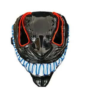 Máscara de luz fluorescente para dança de Halloween, show de terror, brilho de luz fria LED de terror