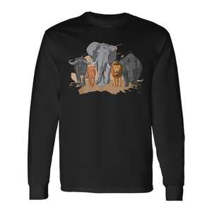 Big Five Africa <b>Safari</b> Long Sleeve T-<b>Shirt</b> Kenya South Africa Wildlife Design - Product Image 1