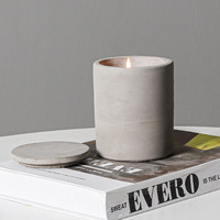 Pot à bougie en ciment créatif nordique avec couvercle, pot vide en béton gris en forme de bol pour l'aromathérapie et la décoration intérieure, vente en gros