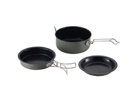 Set Peralatan Masak Camping Aluminium Ultra Ringan 3Pcs dengan Permukaan Anti Lengket yang Dapat Disesuaikan