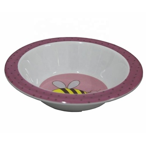 Bee Happy <span class=keywords><strong>Violet</strong></span> Imprimé Mélamine <span class=keywords><strong>Riz</strong></span> &amp; Soupe Bols Ronds Avec Bord - Product Image 3