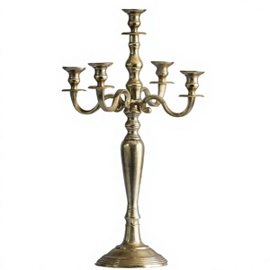 Candelabro de Latón de 5 Brazos, Portavelas Decorativo para el Hogar, Soporte de Metal Duradero para Velas, Decoración para Bodas, Diseños Personalizables Hechos a Mano - Product Image 1