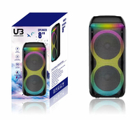 Altavoz Portátil para Fiestas al Aire Libre con LED RGB de 60W, 5.0/2.0 Canales, Dos Altavoces de 8 Pulgadas, Radio FM, Micrófono Inalámbrico, Batería de 3600mAh