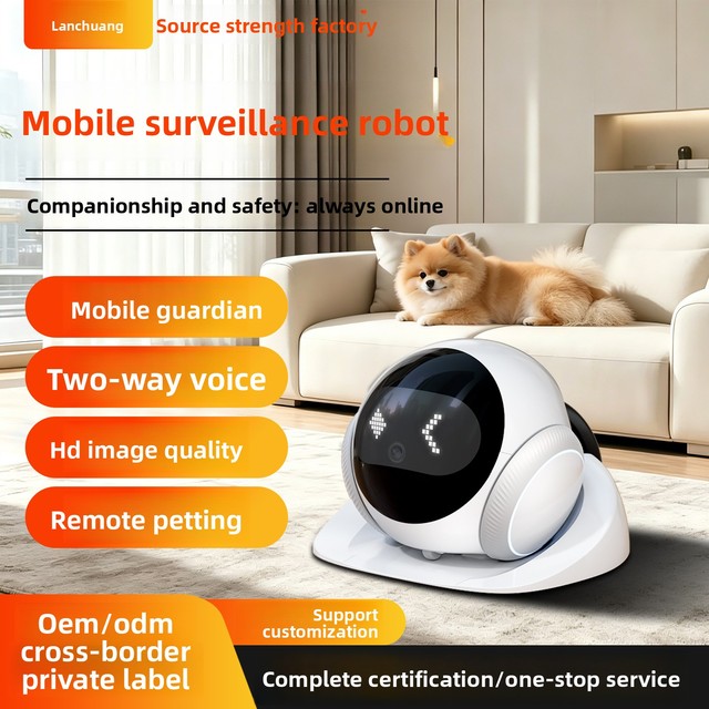 AI-powered Pet Companion Robot with Mobile App Control for cat Entertainment 4G HD Whole-home Security Camera Indoor Use
