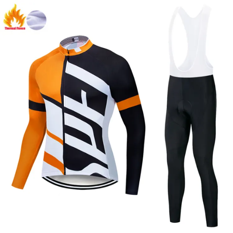 Conjunto de roupa de ciclismo de inverno, venda quente, dupla, costura, camisa de manga longa, equipe personalizada, kit de ciclismo, roupas para bicicleta de estrada