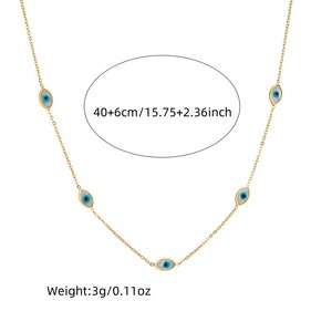 European American Retro Blue Eye Chain Jewelry <b>Set</b> Stainless Steel Women's Gift Necklace <b>Bracelet</b> Earrings - Product Image 5