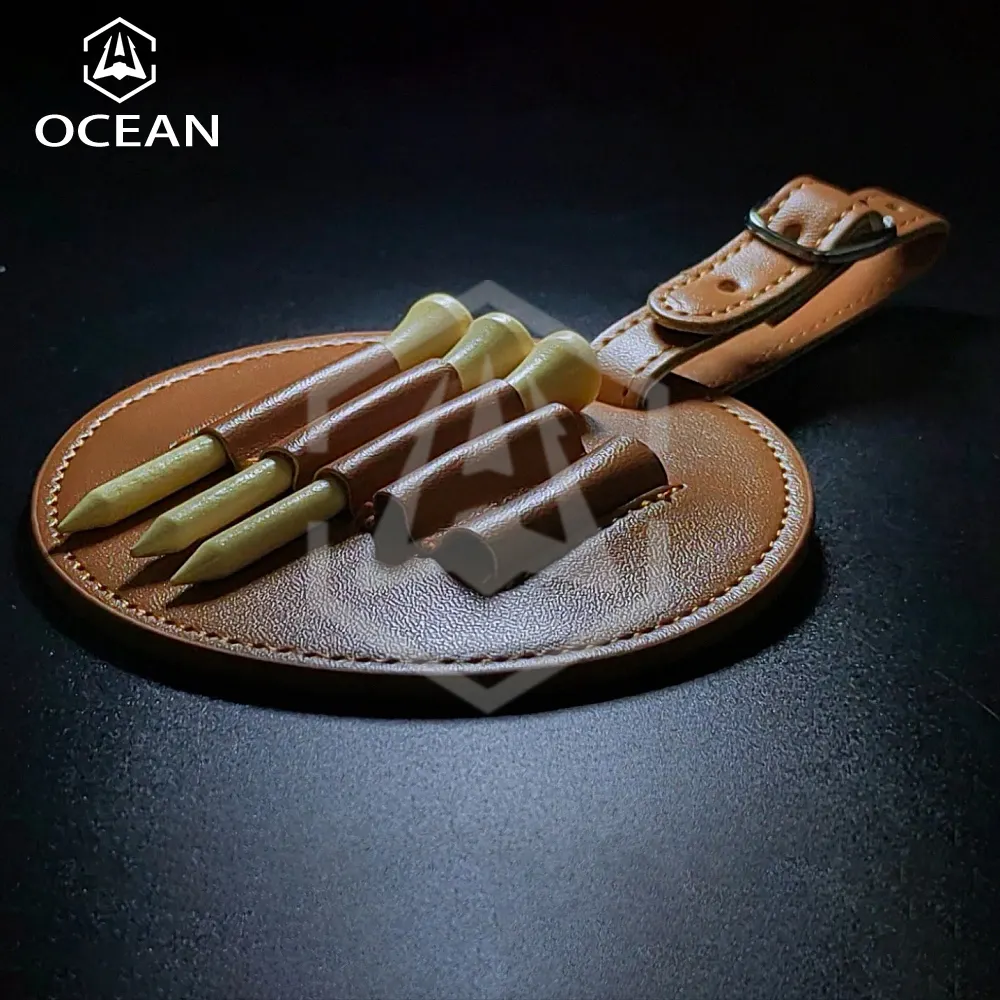 Oceaan Custom Golftas Riem Clip Luxe Vintage Lederen Golfbal Tee Houder