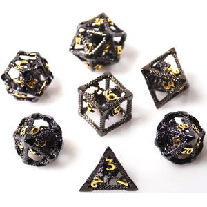 لعبة أحجار النرد السوداء والراتنج بالجملة بالجملة ، أحجار النرد السوداء متعددة السطوح من البلاستيك والمعادن ، مجموعة النرد متعددة السطوح - Product Image 4