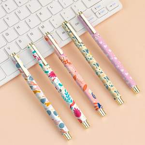 Fabrikverkauf Geschenkstifte für Mädchen, mit vollflächigem Druck, kundenspezifisches Design, floraler und goldener Metall-Gelschreiber mit Logo, Bolt-Action-Stift, OEM - Product Image 2