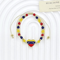 CH-JDT781 Bracelet tendance en perles de verre bleues, jaunes et rouges, bracelet en émail avec carte, bijoux en cuivre faits à la main, vente en gros pour femmes