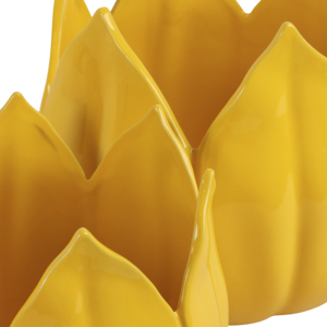 Vasi in ceramica a forma di petalo, design tulipano giallo, vasi per fiori da interno ed esterno, contenitori decorativi per piante, set di due. - Product Image 5