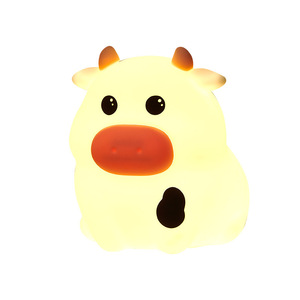 Cow Shape Night <b>Light</b> <b>Led</b> Tap Control 3 Brightness Levels <b>USB</b> Powered Bedside Lamp For Kids Bedroom Sleep Companion - Product Image 5