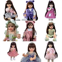 Muñeca de Vinilo de Simulación de Bebé de 55 cm, Regalo del Día del Niño para Niñas, Muñeca Reborn con Pelo Largo para Acompañar el Baño