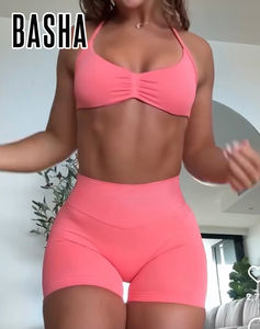 Set da Yoga Senza Cuciture, Tuta da Fitness Comoda da Donna per la Palestra con Pantaloni Push-Up e Crop Top - Product Image 2