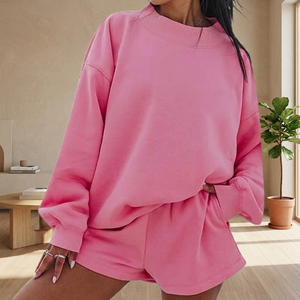 Sweat-shirt à col montant pour femme avec logo personnalisé imprimé sur le devant, mélange polyester/coton, manches longues, pull léger en polaire pour l'hiver - Product Image 1