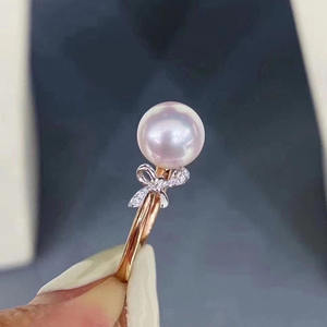 Support de bague vide en argent S925 pour accessoires de perles DIY, avec perles rondes de 7-10 mm et papillon pour bagues en diamant 1339 - Product Image 1