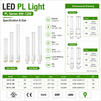 Lámpara LED PL de Fábrica 12W 8W 6W 2G7 G23, Ángulo de Haz de 360 Grados, CCT 2700K-6500K, AC100-277V, Lámpara de Ahorro de Energía para Iluminación de Techo