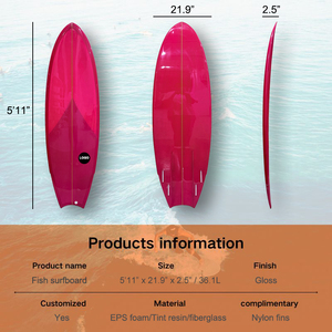 Tablas de Surf Cortas OEM para Deportes Acuáticos, Tabla de Surf de Fibra de Vidrio de Alto Rendimiento, Tabla de Surf Fishboard_02, Tabla de Surf de Tela de Fibra de Vidrio - Product Image 2