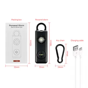 Rechargeable 130Db Loud SOS Emergency Anti Attack Self Defense Safety Alarm Women Kids Personal Safety Key Chain Alarms