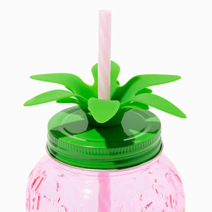 Dâu tây hình Mason Jar Tumbler bảo quản lưu trữ Glass rõ ràng Jar với nắp Glass cup & rơm George nhà trái cây hình uống - Product Image 4